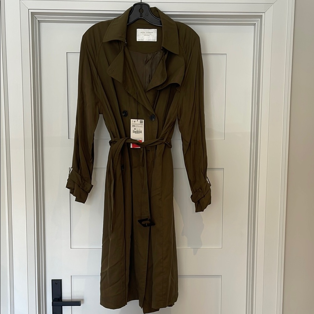 Zara Olive Green Trench Coat